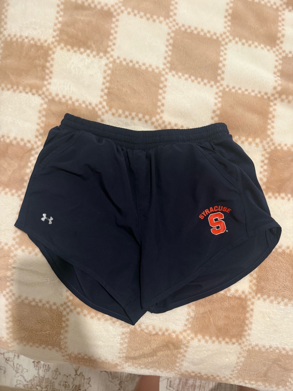Under Armour Navy Athletic Shorts with Orange Syracuse university Logo